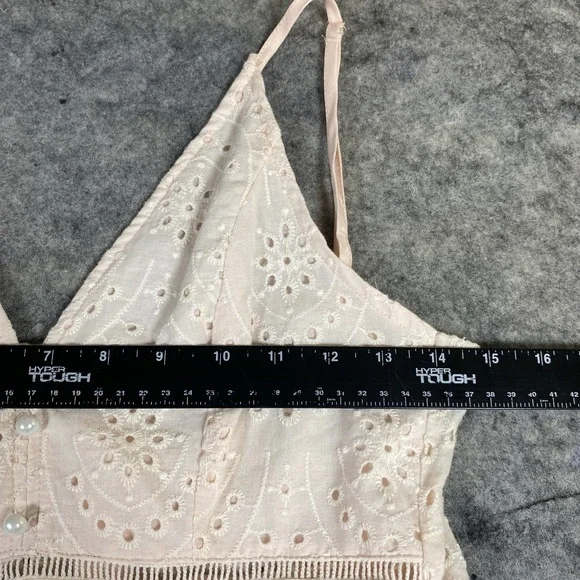 Simplee Dress Women's M Pink Lace Embroidered V Neck Pearl Buttons Baby Doll Y2K - Picture 10 of 13